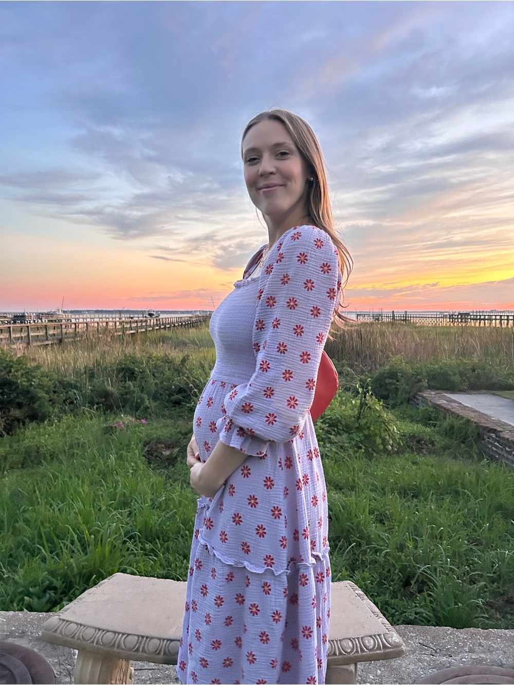 Lavender Floral Puff Sleeve Maxi Dress